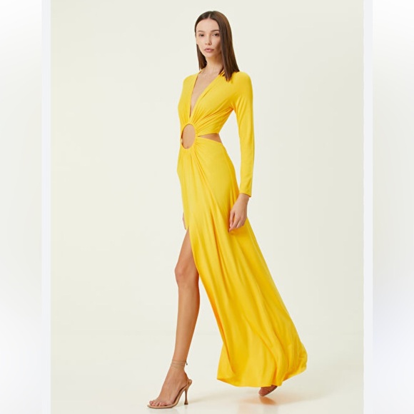 Sid Neigum Cutout Yellow Ring Dress Size Small - Picture 2 of 12